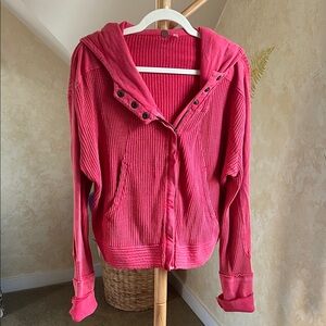 Free People Red Ribbed Sweater
